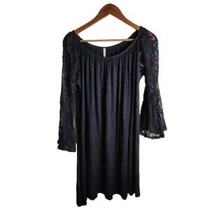Joel Women's Black Long Lace Bell Sleeve Whimsigoth Goth Witchy Dress Size Large
